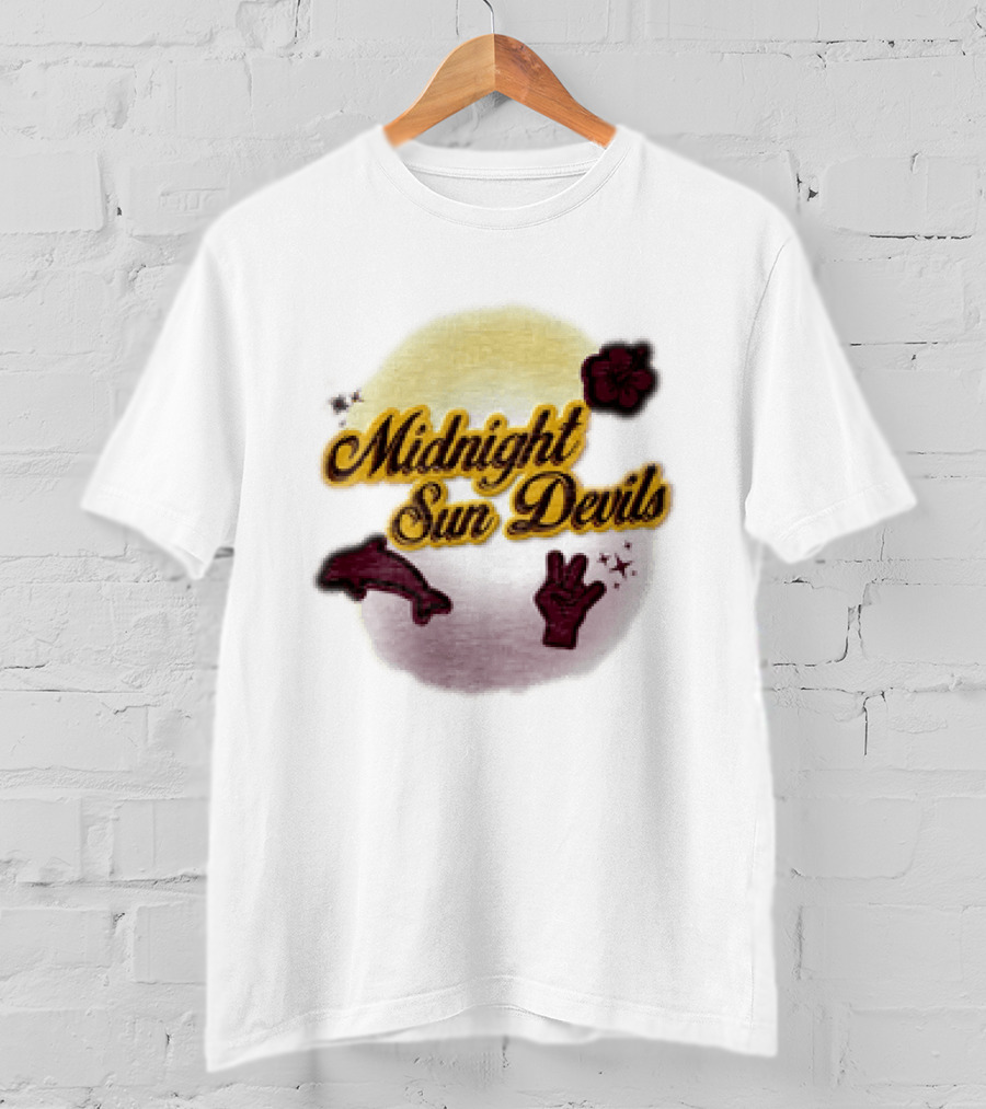 Midnight Sun Devils Hibiscus Flower Dolphin And Peace Sign T-Shirt