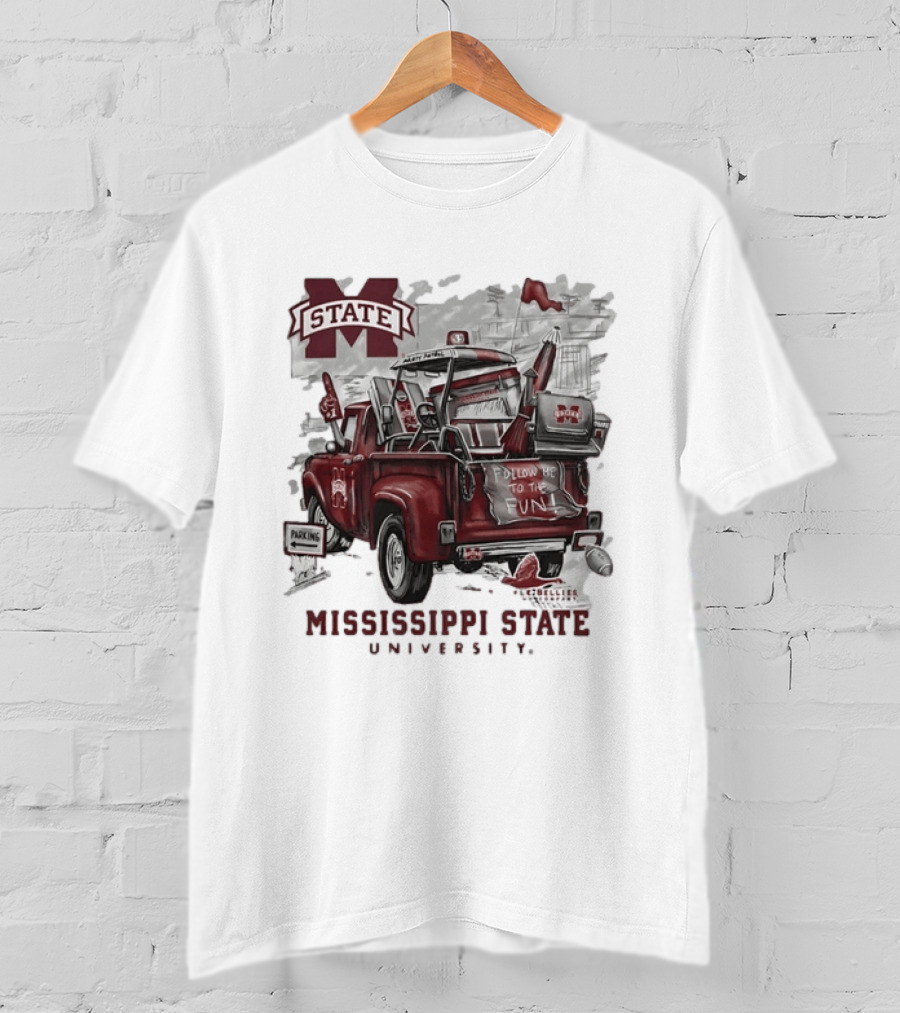 Mississippi State University Bulldogs Vintage Truck Follow Me To The Fun T-Shirt