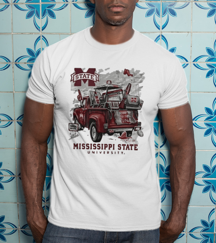 Mississippi State University Bulldogs Vintage Truck Follow Me To The Fun T-Shirt