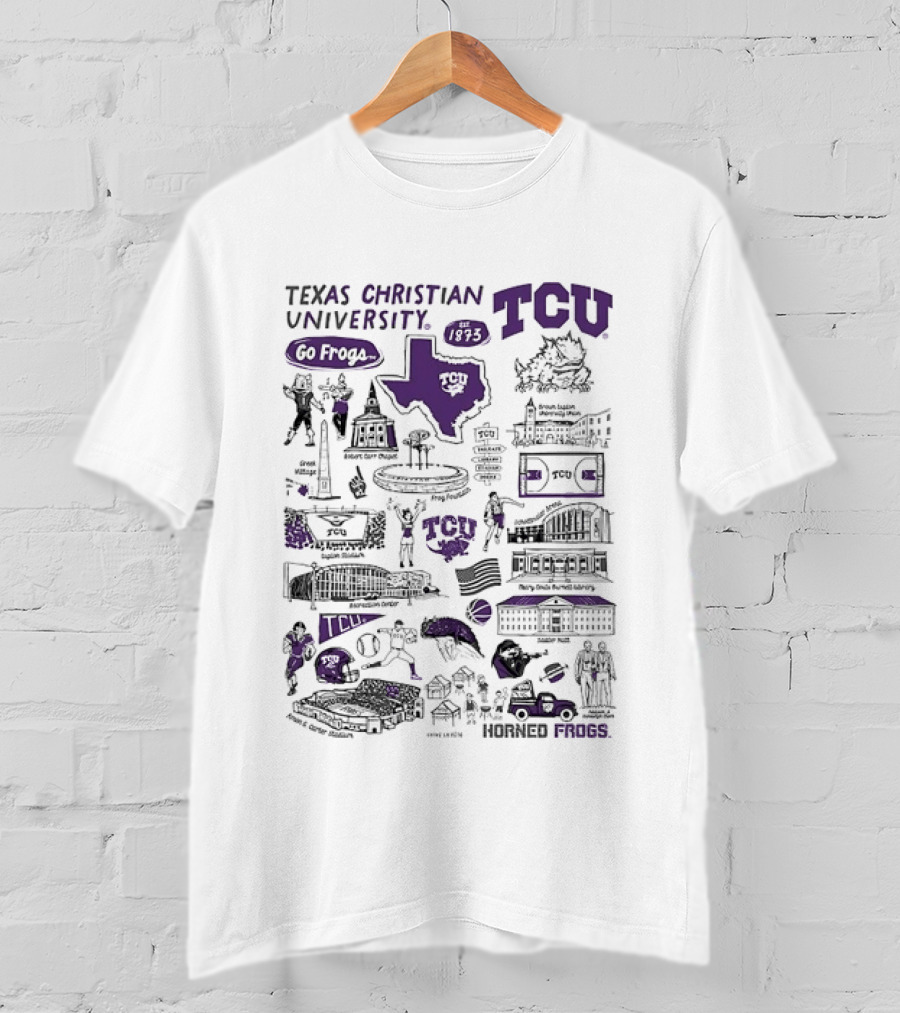 Texas Christian University TCU Horned Frogs Go Frogs Campus Landmarks And Traditions T-Shirt