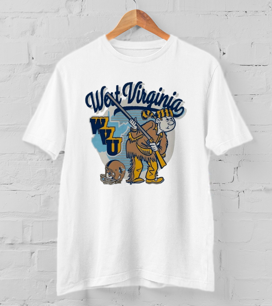 West Virginia Mountaineers WVU Mascot With Rifle And Helmet T-Shirt
