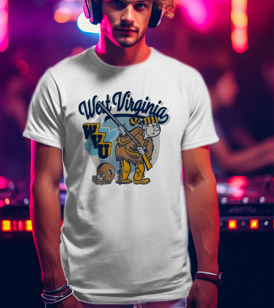 West Virginia Mountaineers WVU Mascot With Rifle And Helmet T-Shirt