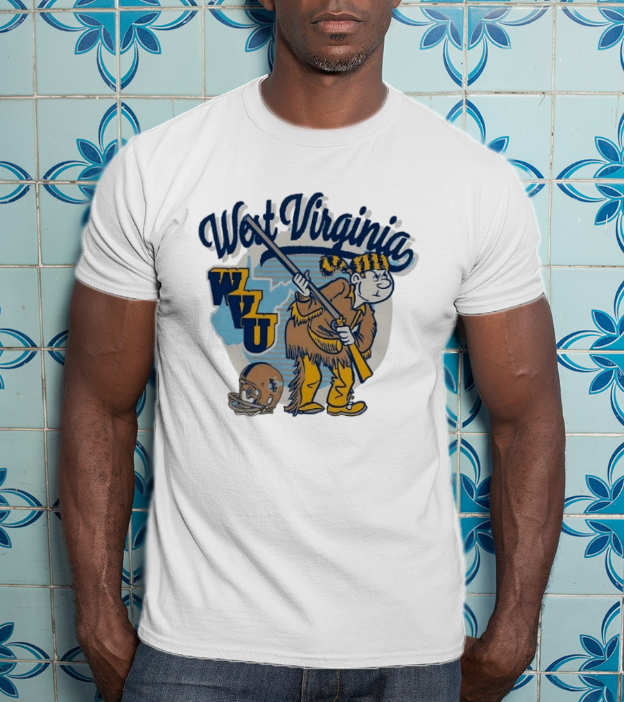 West Virginia Mountaineers WVU Mascot With Rifle And Helmet T-Shirt