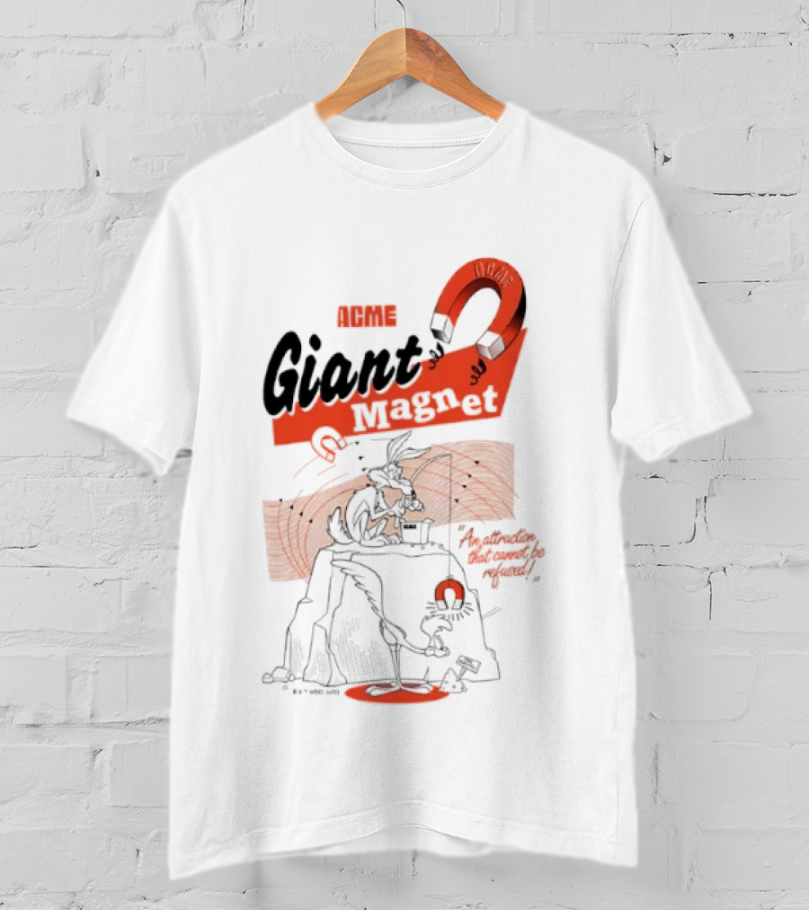 ACME Giant Magnet Wile E Coyote Road Runner Stimulation Speed T-Shirt
