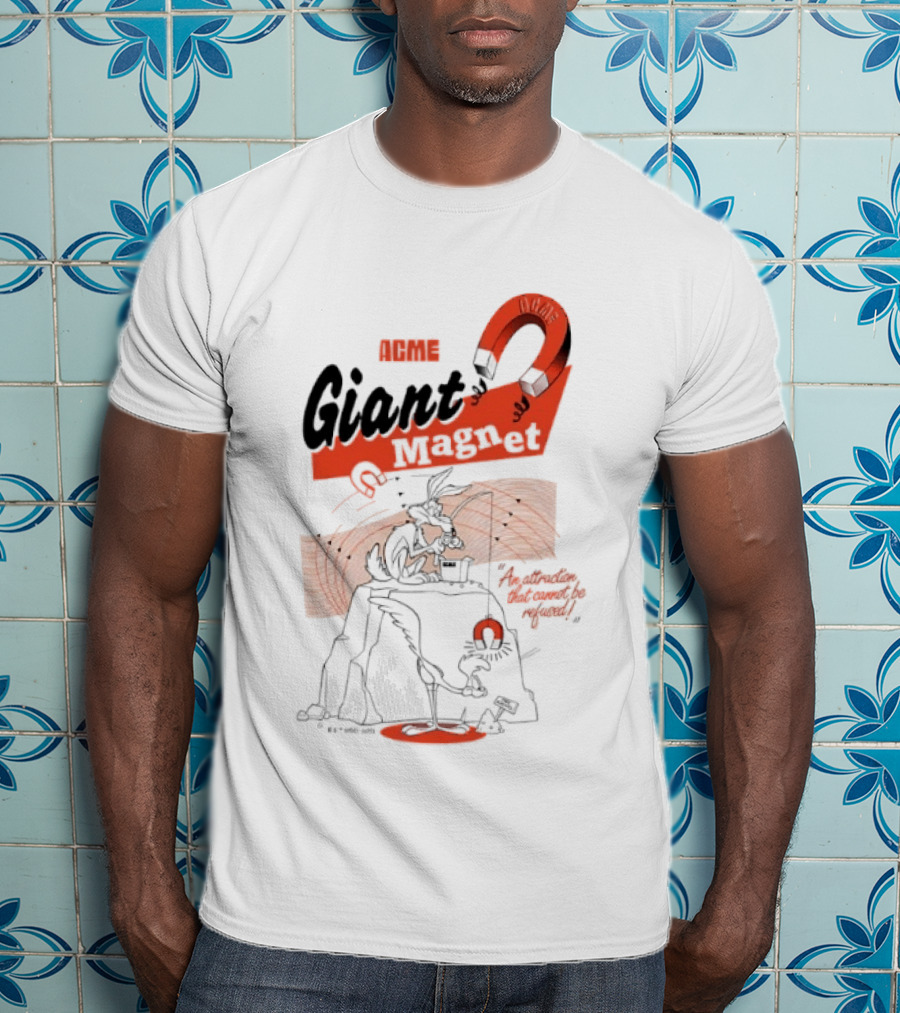 ACME Giant Magnet Wile E Coyote Road Runner Stimulation Speed T-Shirt