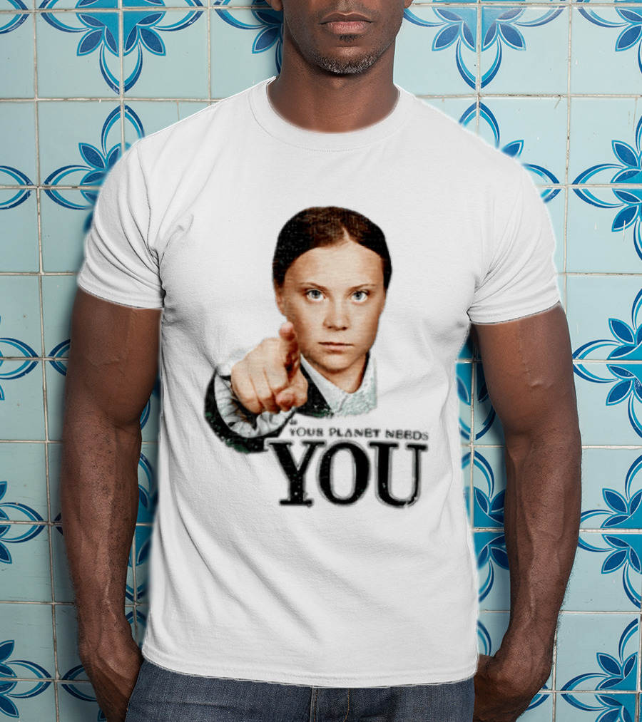 Your Planet Needs You Girl Pointing Iconic Call To Action T-Shirt