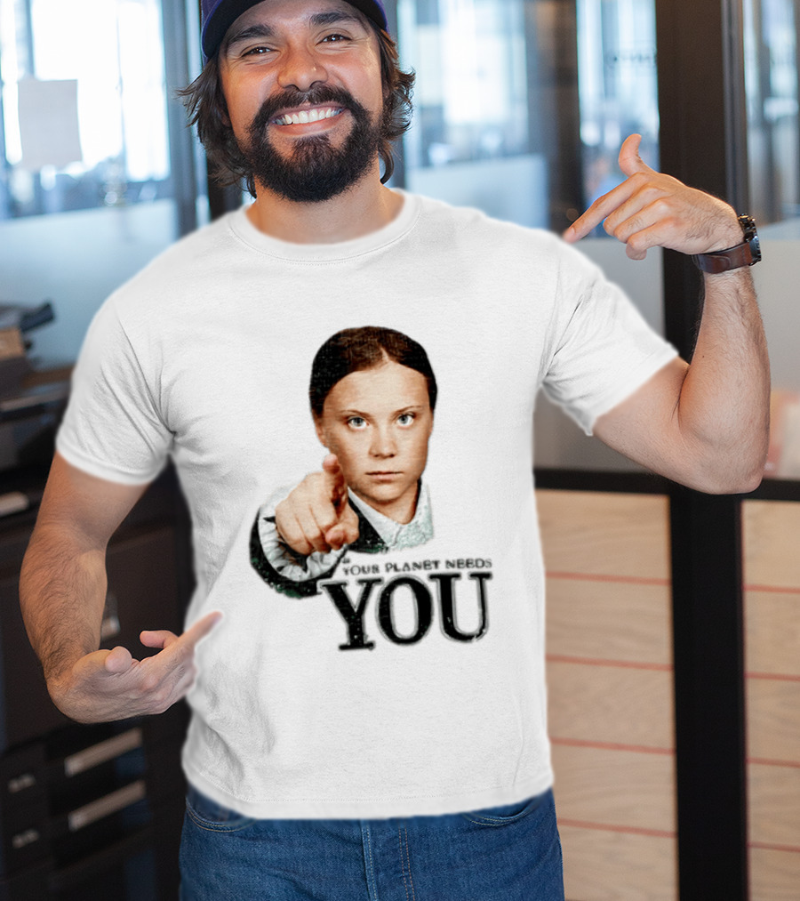Your Planet Needs You Girl Pointing Iconic Call To Action T-Shirt