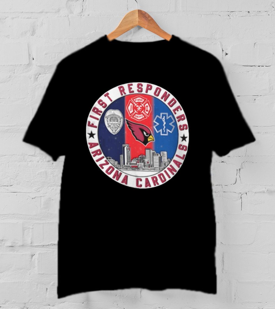 Arizona Cardinals First Responders Police Fire Medical Emblems Skyline T-Shirt