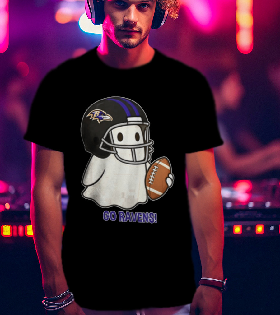 Baltimore Ravens Ghost In Football Helmet Go Ravens Football T-Shirt