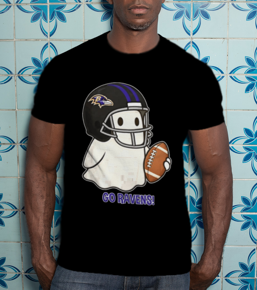 Baltimore Ravens Ghost In Football Helmet Go Ravens Football T-Shirt