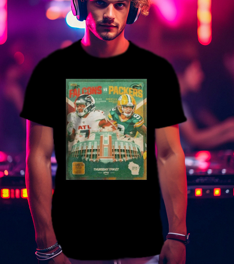 Bijan Robinson Christian Watson Falcons Vs Packers Lambeau Field Thursday 7PM ET Prime 2026 T-Shirt
