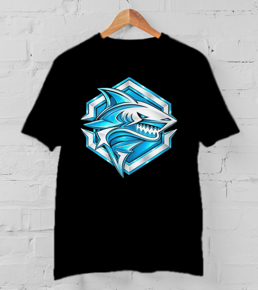Blue Shark Hexagon Esports Gaming Shark T-Shirt