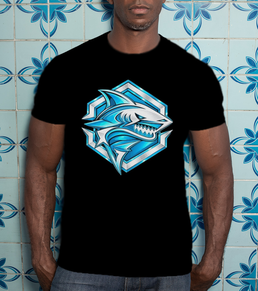 Blue Shark Hexagon Esports Gaming Shark T-Shirt