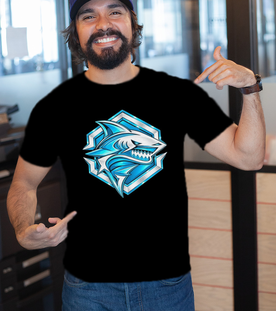Blue Shark Hexagon Esports Gaming Shark T-Shirt