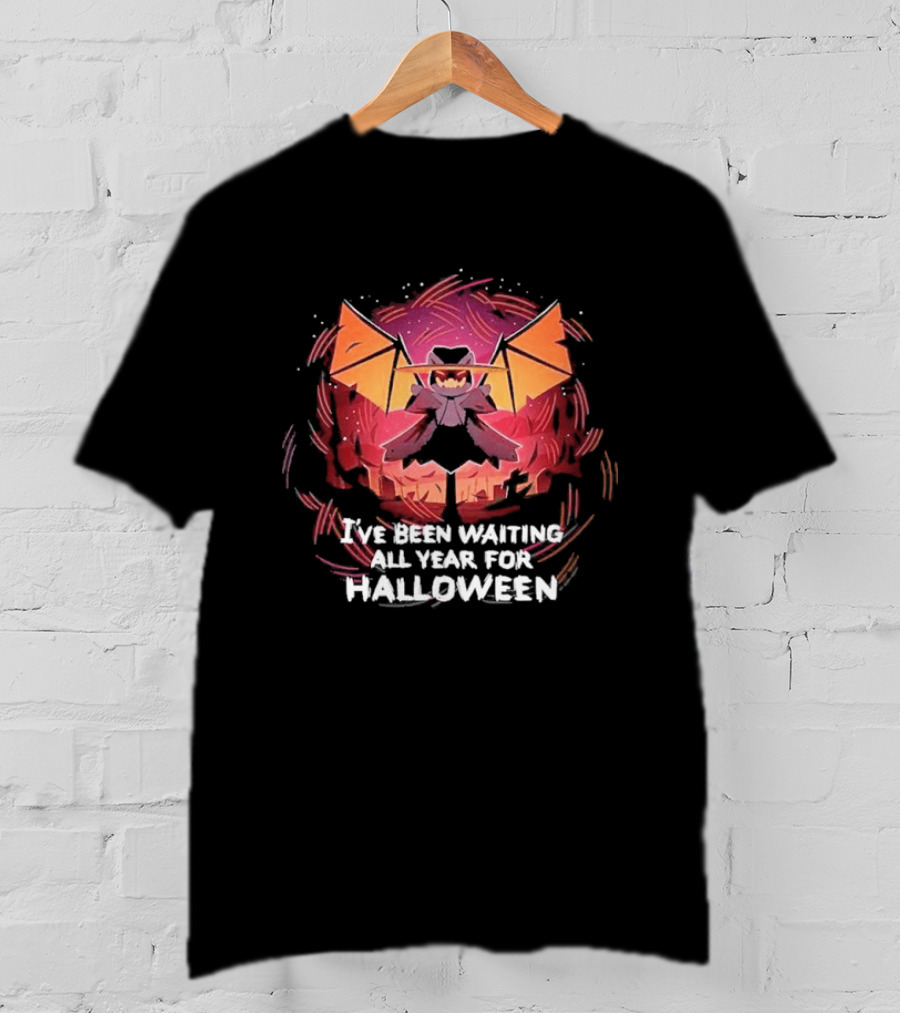 I've Been Waiting All Year For Halloween Pumpkin Bat T-Shirt