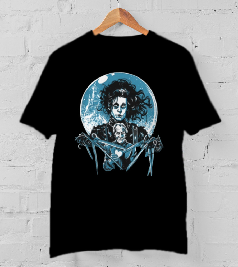Edward Scissorhands Iconic Johnny Depp Vincent Price Heart Scissors Image T-Shirt