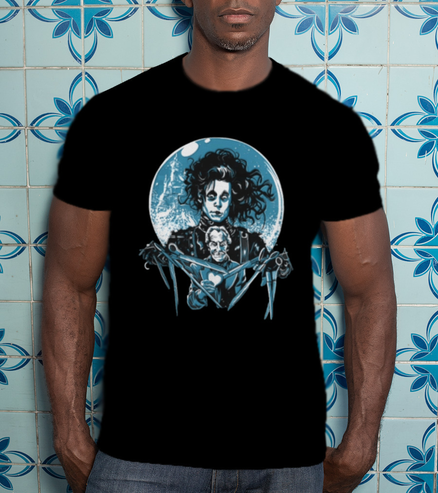 Edward Scissorhands Iconic Johnny Depp Vincent Price Heart Scissors Image T-Shirt