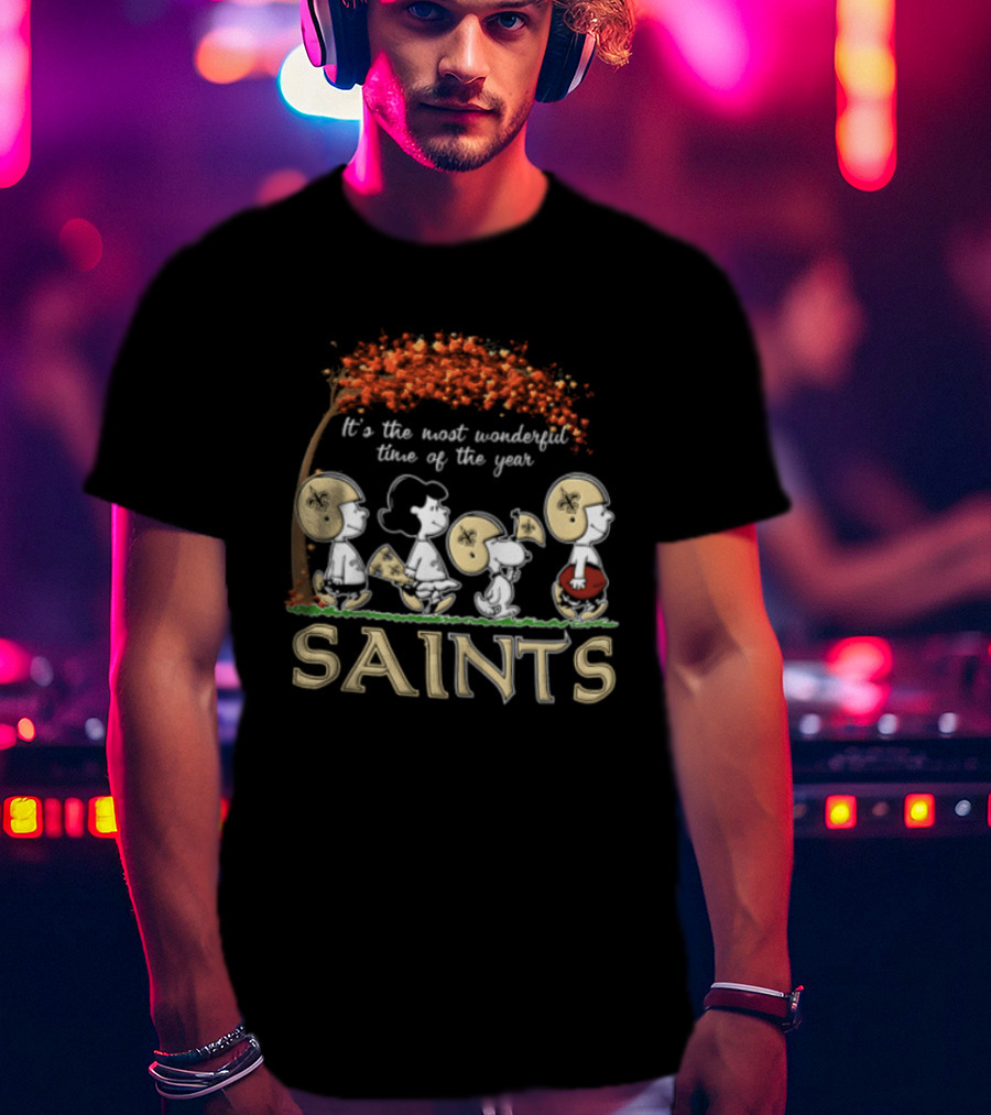 New Orleans Saints Charlie Brown Snoopy It's The Most Wonderful Time Of The Year T-Shirt