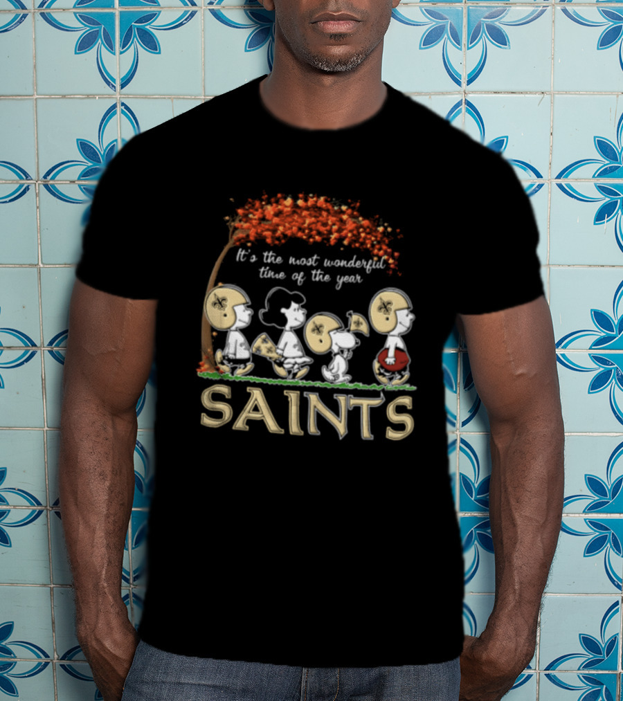 New Orleans Saints Charlie Brown Snoopy It's The Most Wonderful Time Of The Year T-Shirt