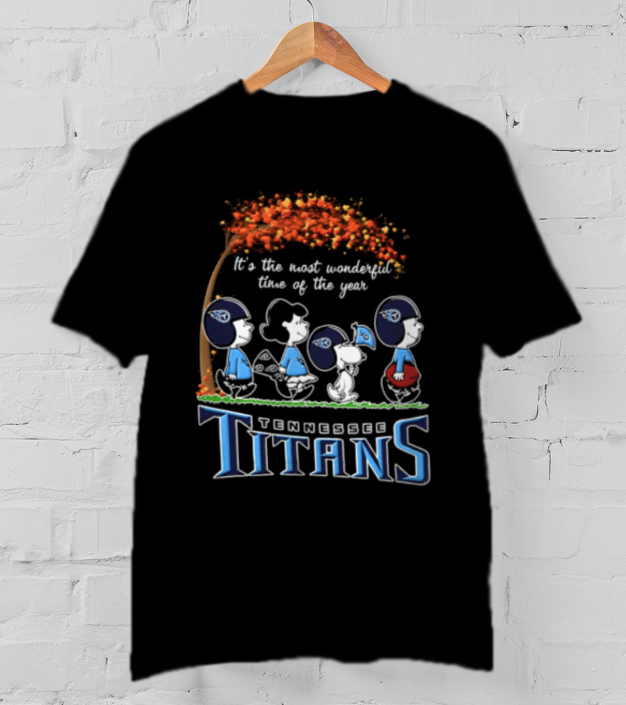 Tennessee Titans Charlie Brown Snoopy It's The Most Wonderful Time Of The Year T-Shirt