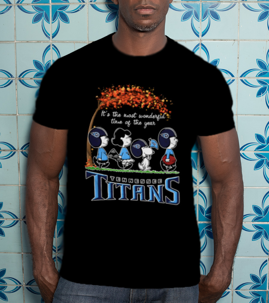 Tennessee Titans Charlie Brown Snoopy It's The Most Wonderful Time Of The Year T-Shirt