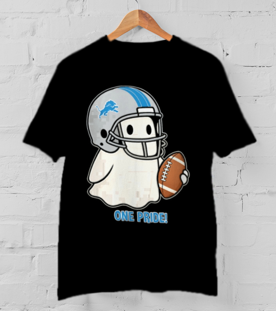 Detroit Lions Ghost One Pride Football Helmet And Ball T-Shirt