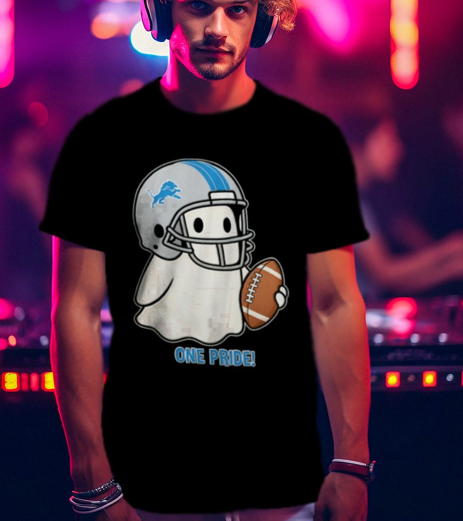 Detroit Lions Ghost One Pride Football Helmet And Ball T-Shirt