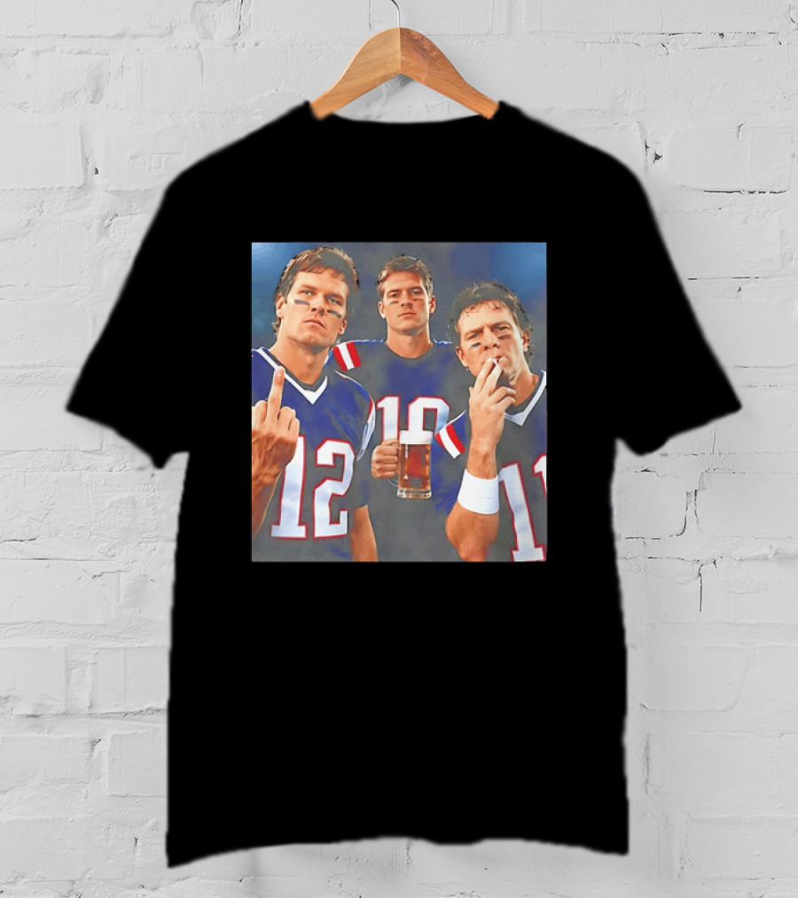 Tom Brady Drake Maye Drew Bledsoe New England Patriots Beer Middle Finger T-Shirt