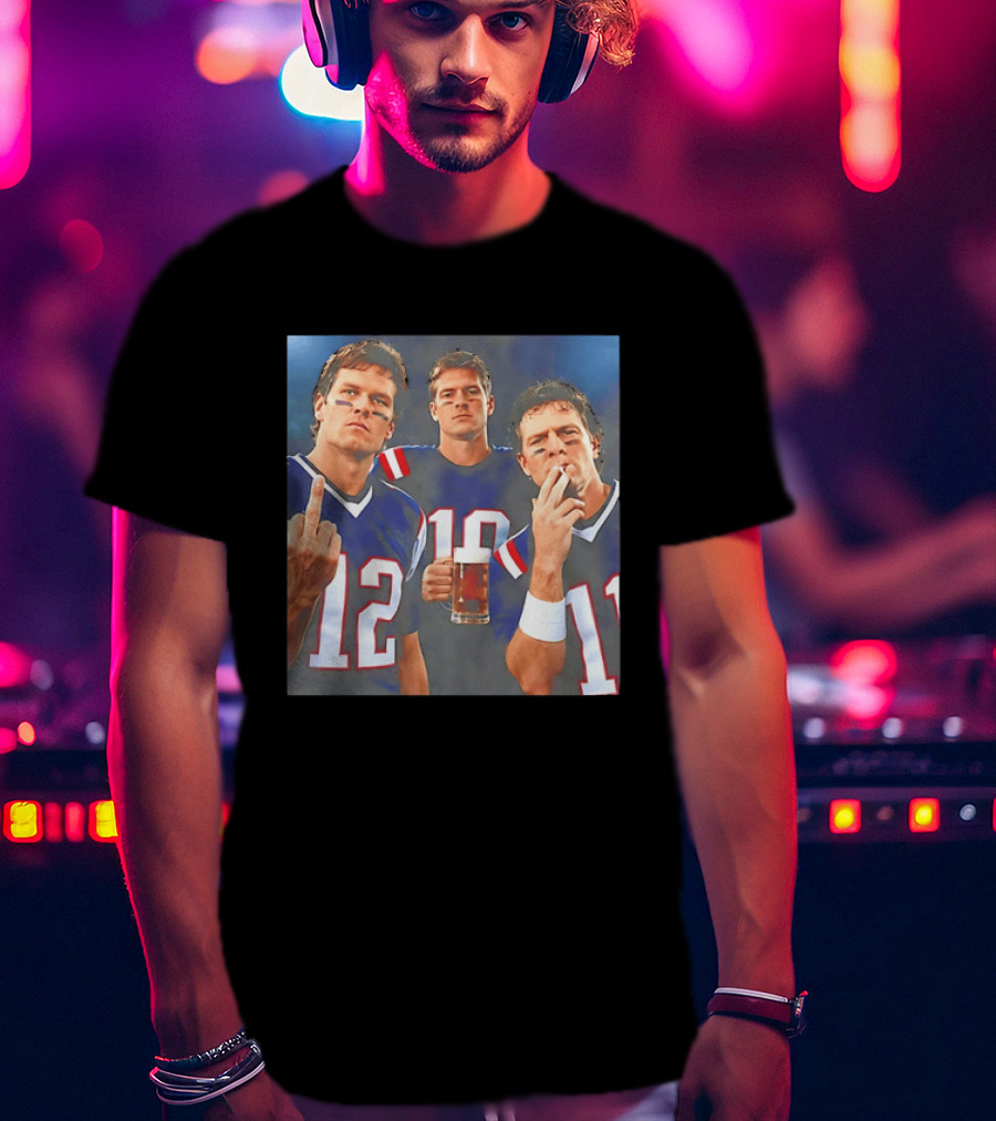 Tom Brady Drake Maye Drew Bledsoe New England Patriots Beer Middle Finger T-Shirt