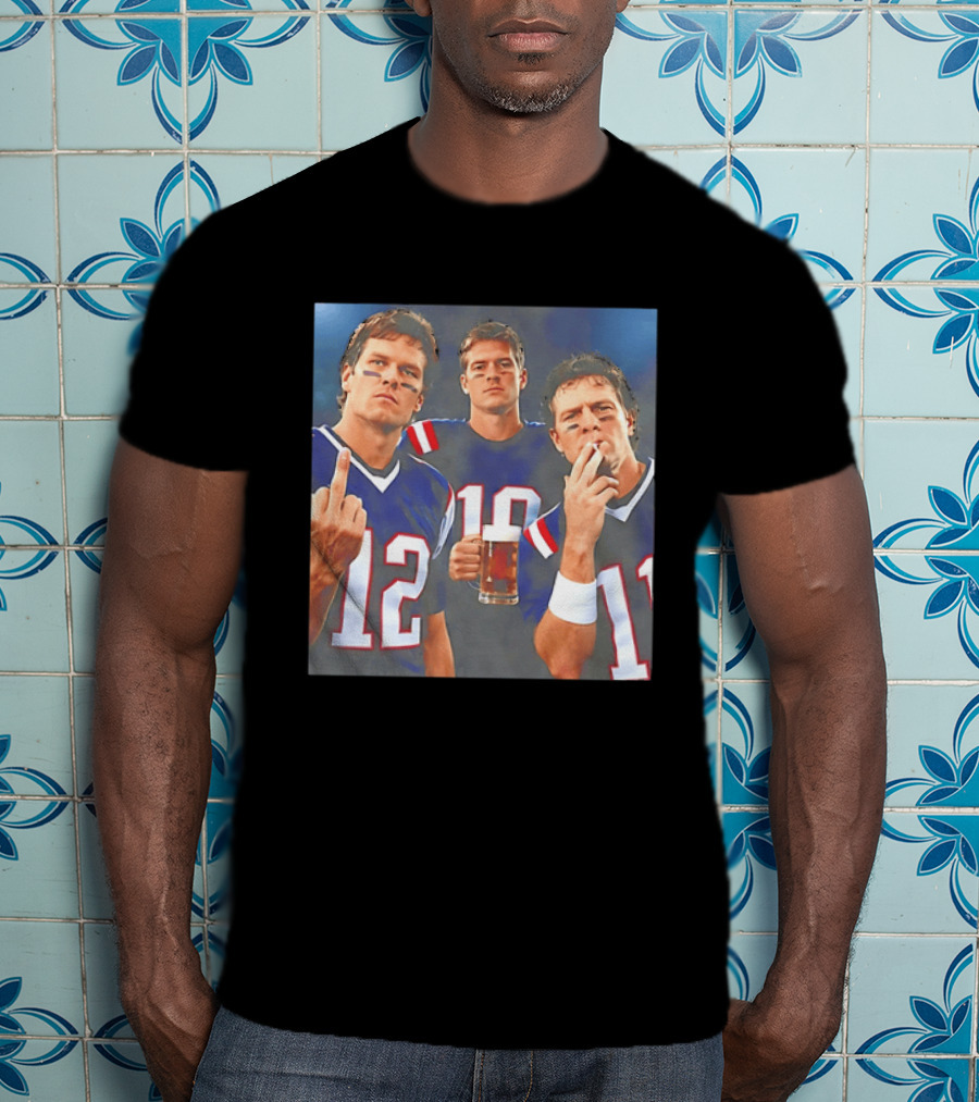 Tom Brady Drake Maye Drew Bledsoe New England Patriots Beer Middle Finger T-Shirt