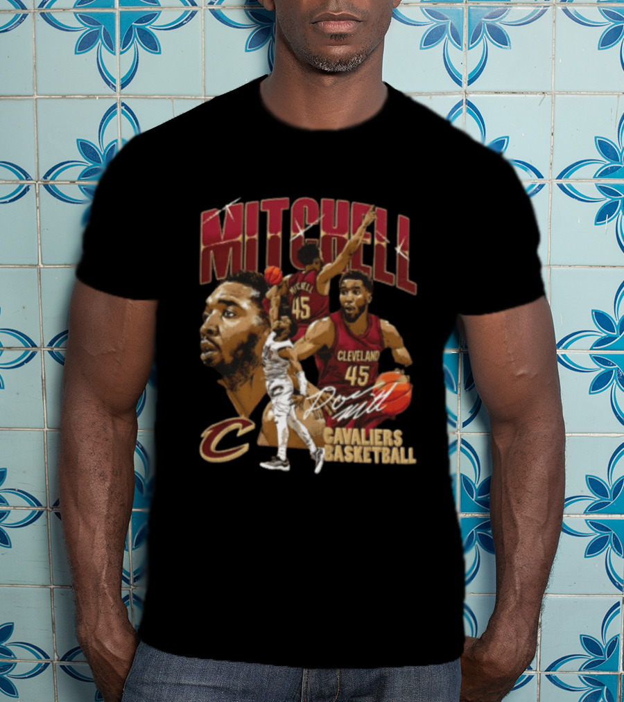 Donovan Mitchell Cleveland Cavaliers Basketball 45 Player Action Poses T-Shirt