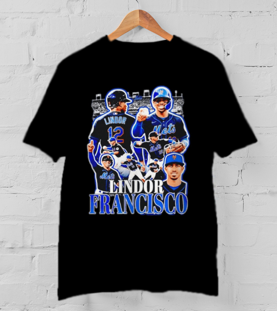Francisco Lindor Mets 12 MLB Baseball Player Collage T-Shirt