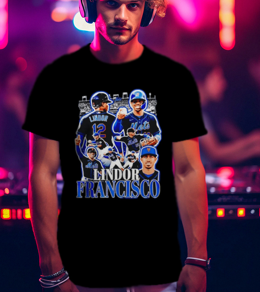 Francisco Lindor Mets 12 MLB Baseball Player Collage T-Shirt