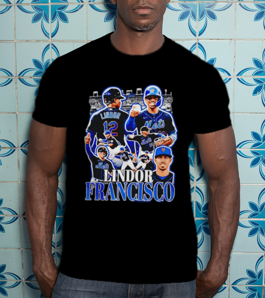 Francisco Lindor Mets 12 MLB Baseball Player Collage T-Shirt