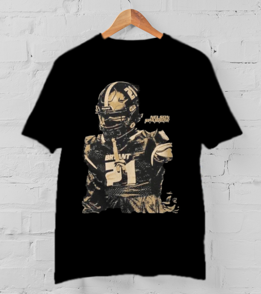Bryant Bulldogs Nelson Sparrow No 21 Safety Distressed Football T-Shirt