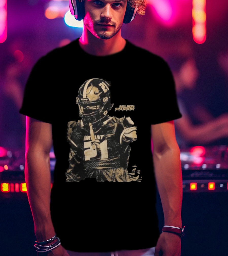 Bryant Bulldogs Nelson Sparrow No 21 Safety Distressed Football T-Shirt