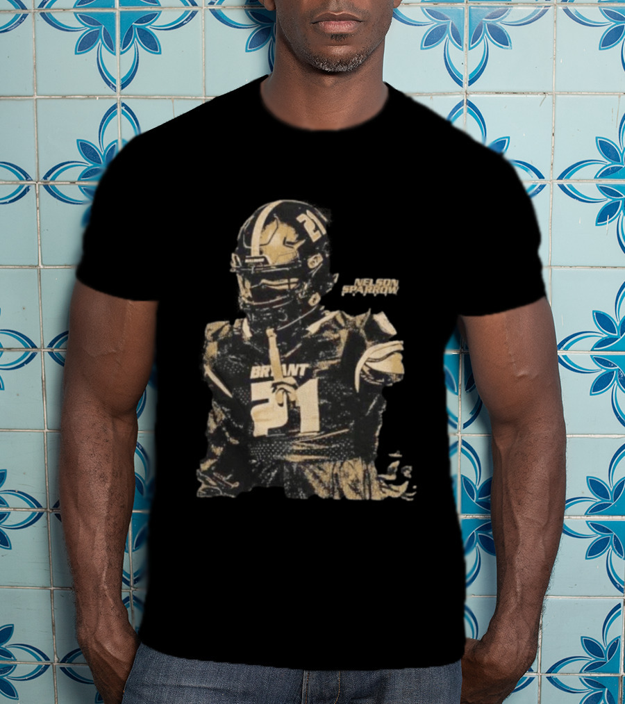 Bryant Bulldogs Nelson Sparrow No 21 Safety Distressed Football T-Shirt