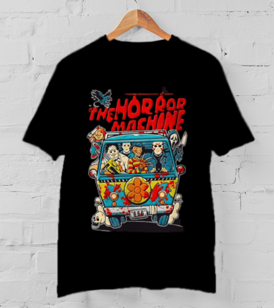 The Horror Machine Halloween Movie Icons Spooky Van Adventure T-Shirt