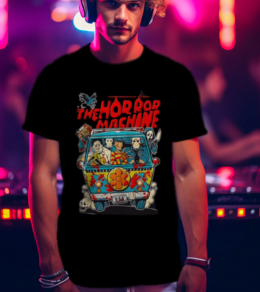 The Horror Machine Halloween Movie Icons Spooky Van Adventure T-Shirt