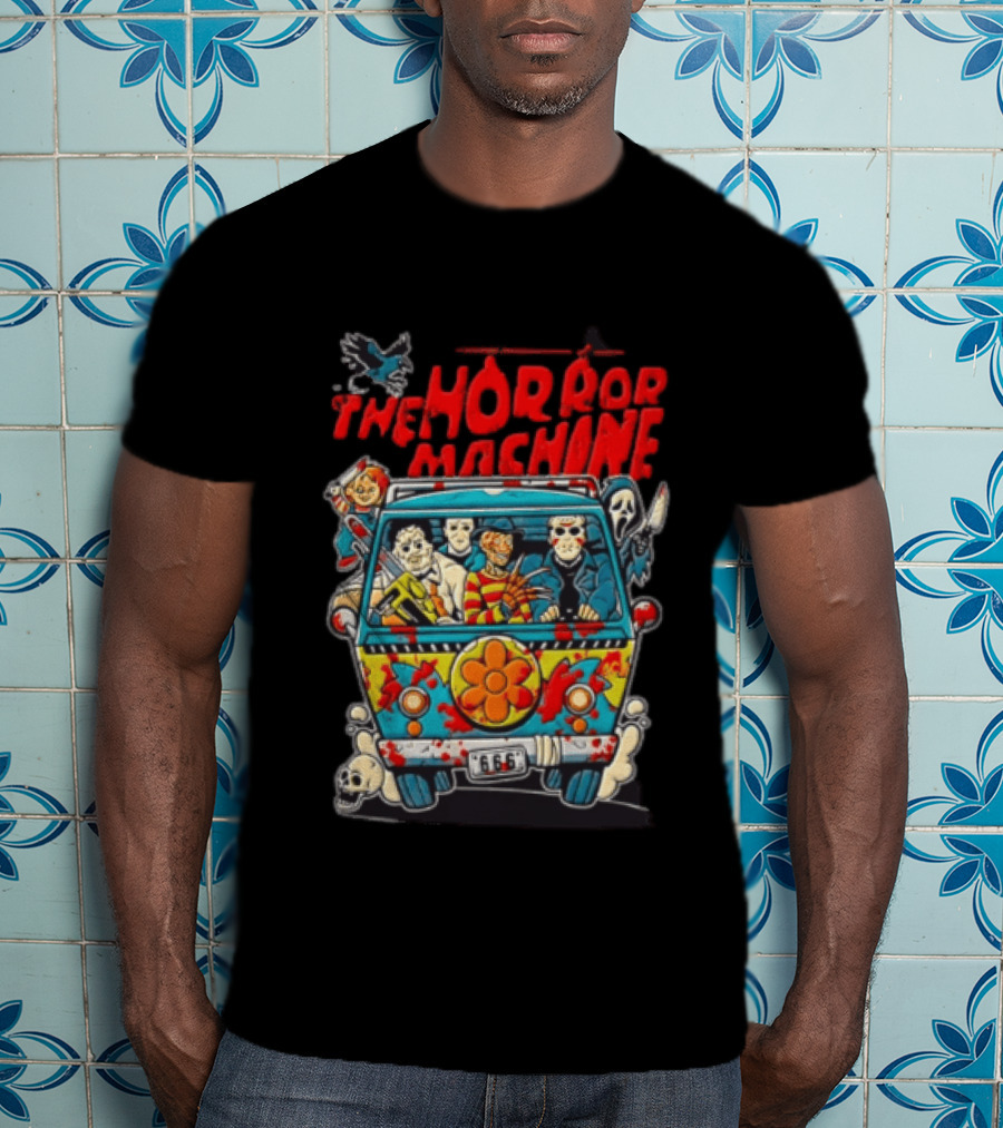 The Horror Machine Halloween Movie Icons Spooky Van Adventure T-Shirt