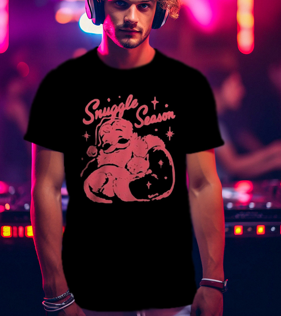 Snuggle Season Santa Claus Christmas Cat T-Shirt