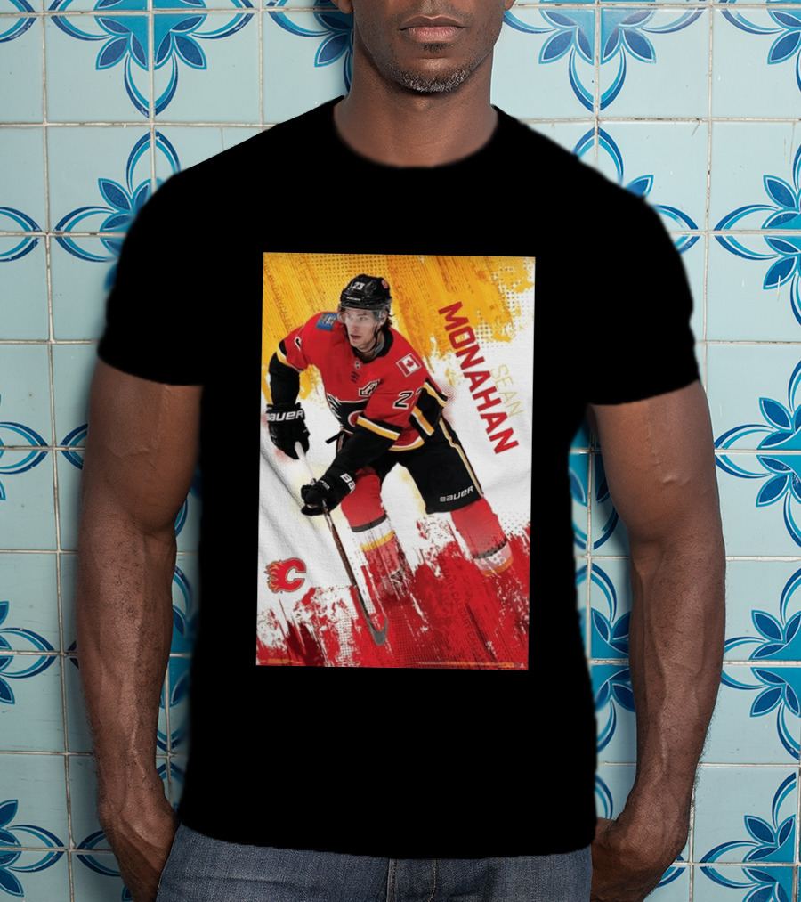 Sean Monahan Calgary Flames NHL Hockey Action T-Shirt