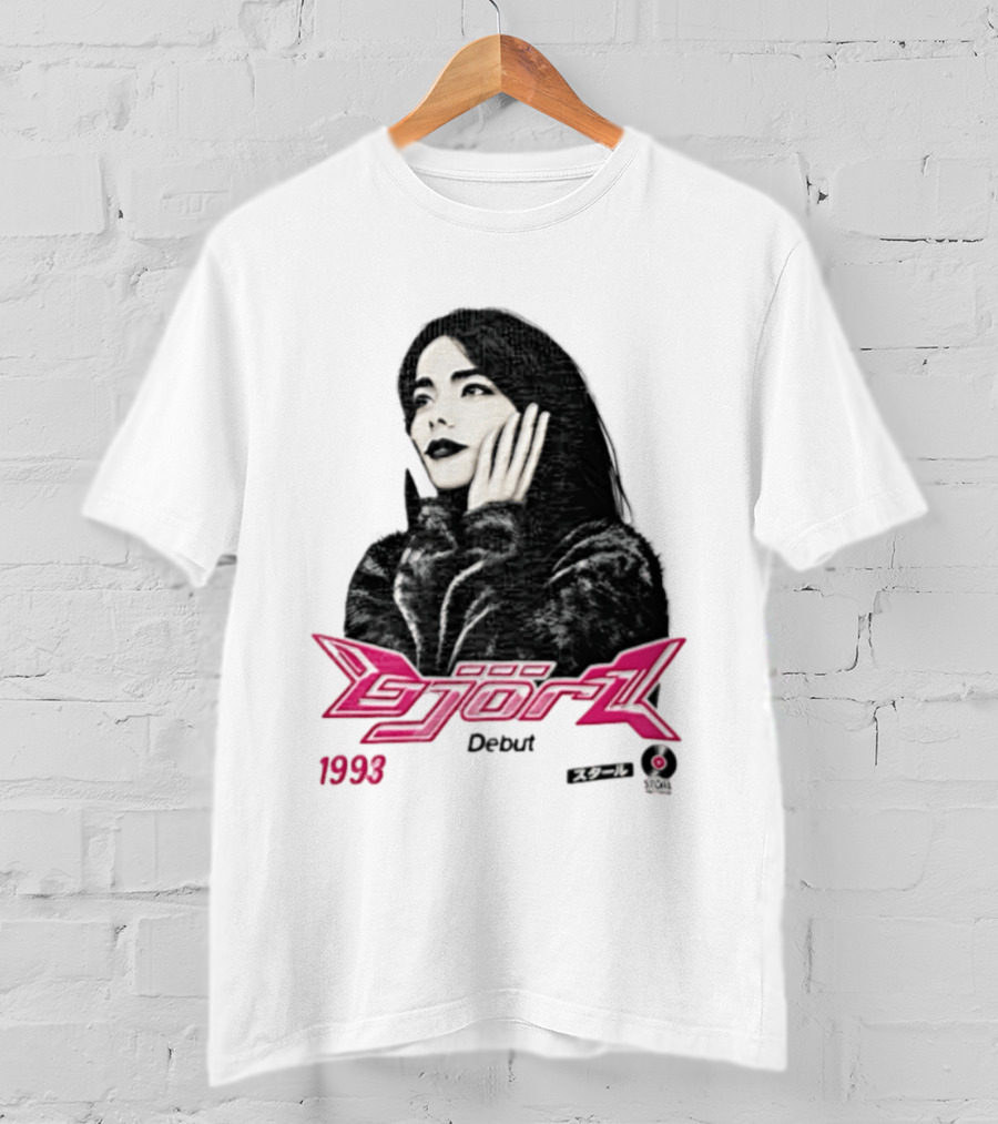 Bjork Debut 1993 Woman Hands On Face Pink T-Shirt