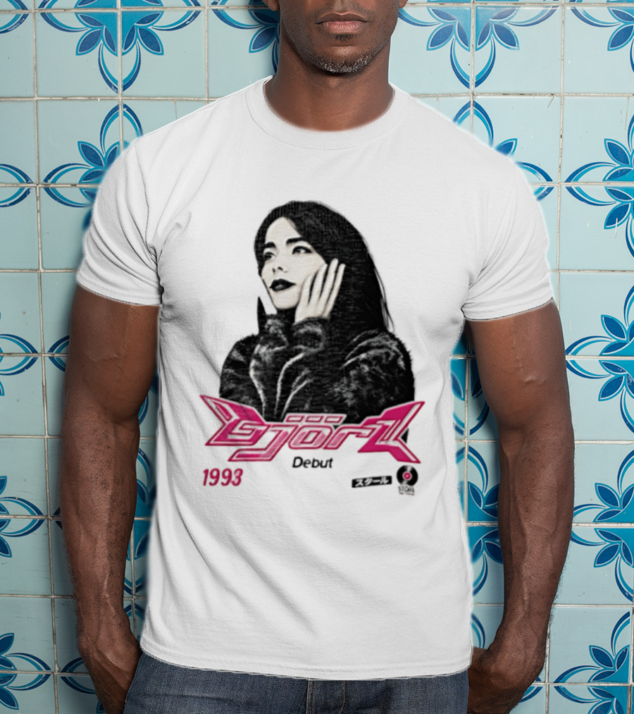 Bjork Debut 1993 Woman Hands On Face Pink T-Shirt