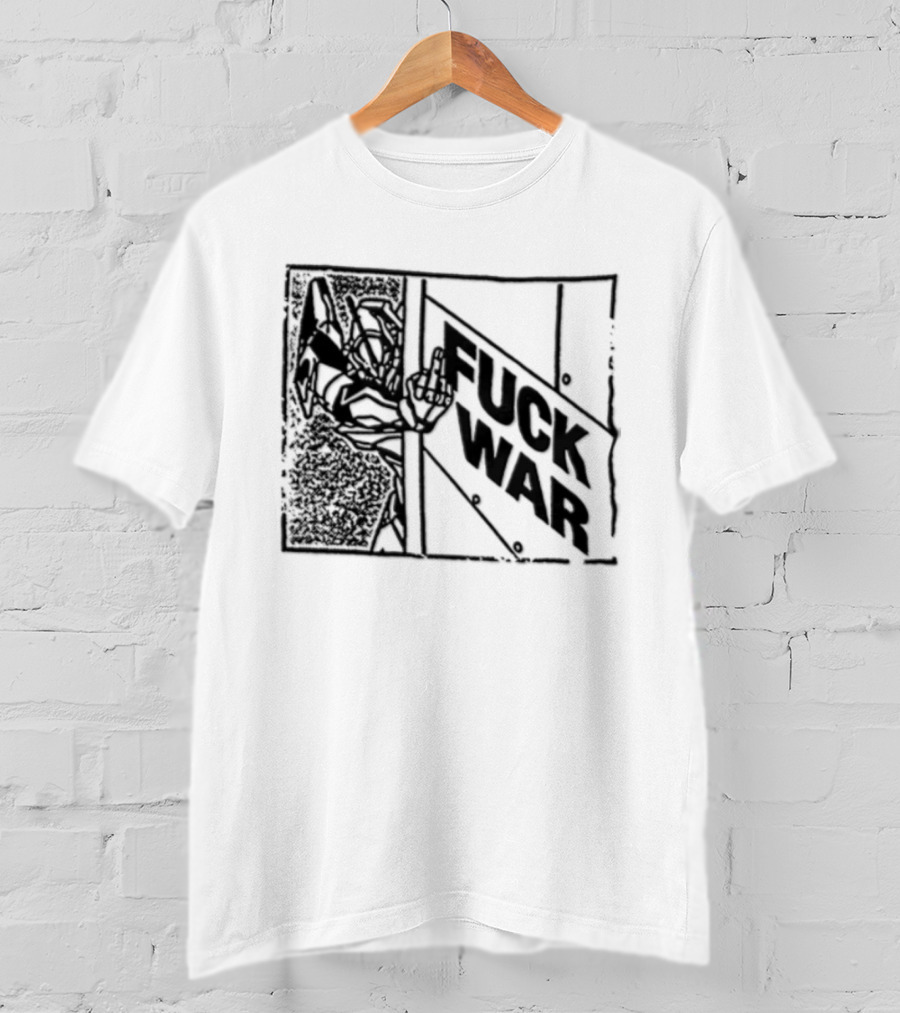 Fuck War Robot Middle Finger Gesture T-Shirt