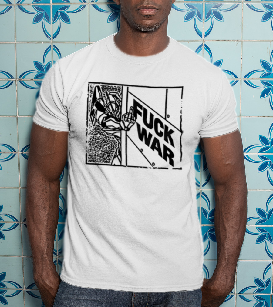 Fuck War Robot Middle Finger Gesture T-Shirt