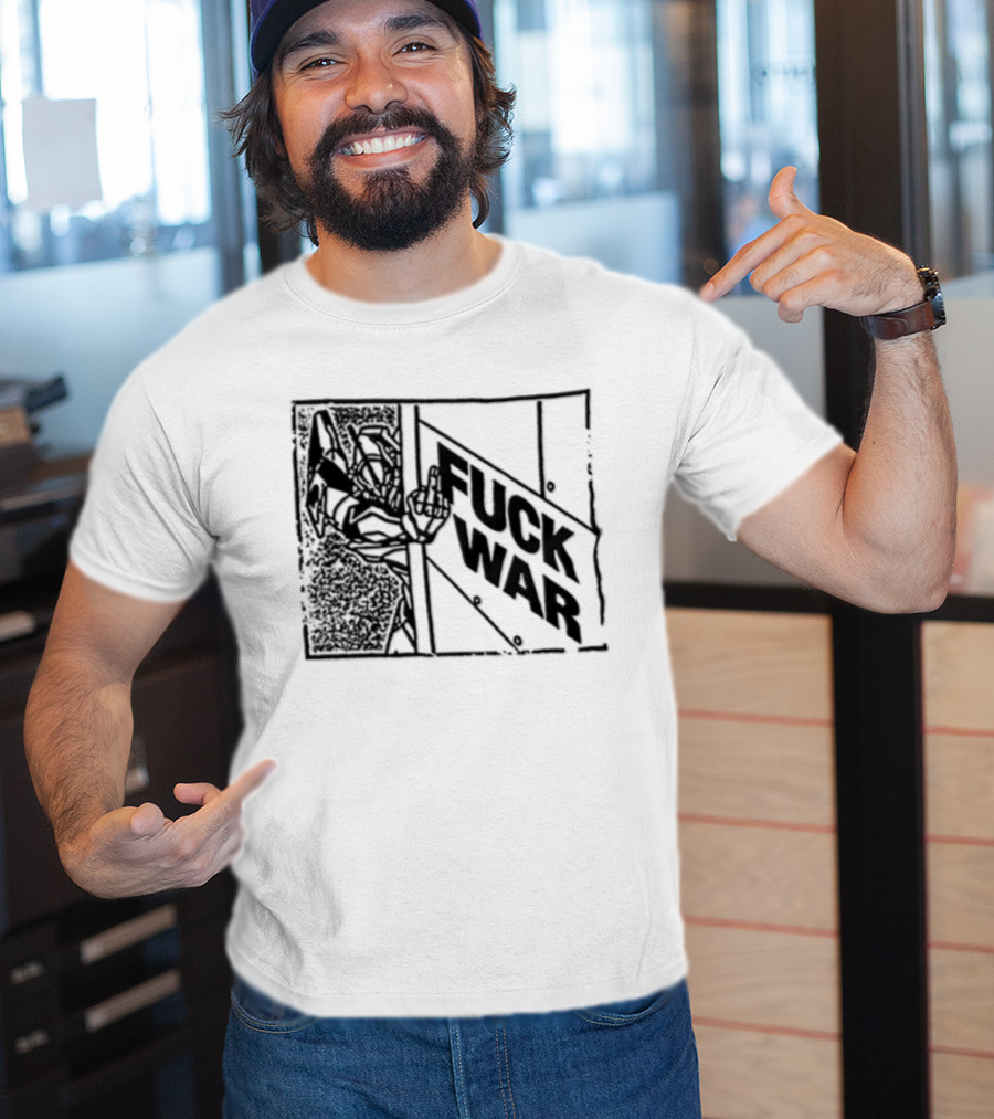 Fuck War Robot Middle Finger Gesture T-Shirt