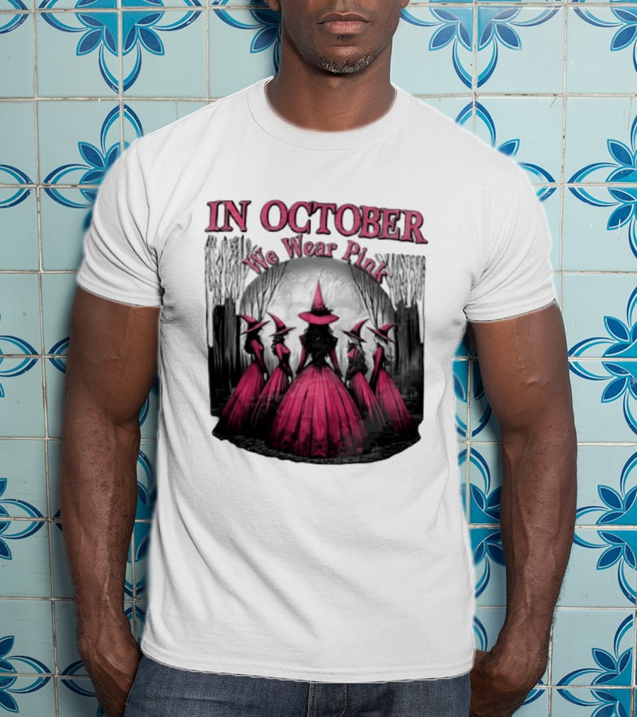 In October We Wear Pink Five Witches Pink Dresses Forest Moon T-Shirt