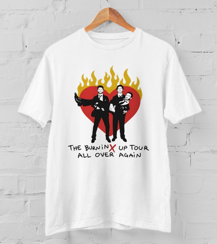 Jonas Brothers Burnin Up Tour All Over Again Fiery Heart Trio T-Shirt