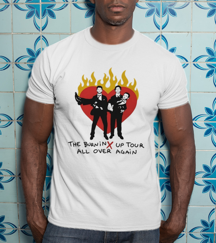 Jonas Brothers Burnin Up Tour All Over Again Fiery Heart Trio T-Shirt